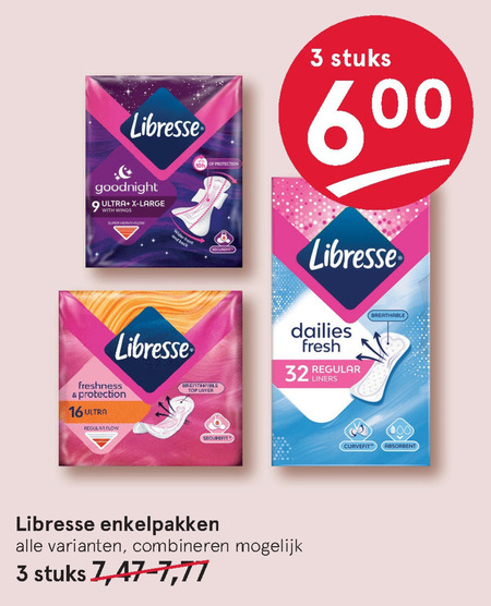 Libresse   inlegkruisjes, maandverband folder aanbieding bij  Etos - details