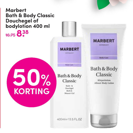 Marbert   douchegel, bodylotion folder aanbieding bij  DA - details