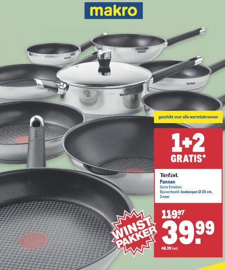 vertrouwen Helm Leraar op school Tefal hapjespan, koekenpan folder aanbieding bij Makro - details