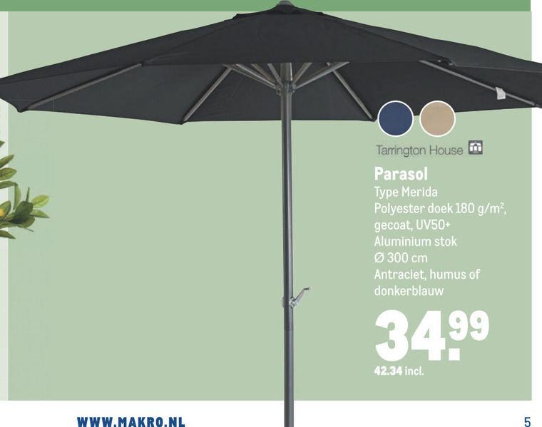 Editie Helderheid Ver weg Tarrington House parasol folder aanbieding bij Makro - details