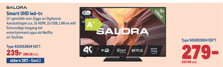 Salora   4k ultrahd televisies folder aanbieding bij  Makro - details