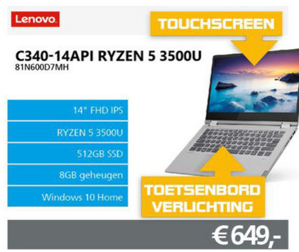 Lenovo   notebook folder aanbieding bij  Informatique - details