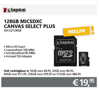 Kingston   microsd geheugenkaart folder aanbieding bij  Informatique - details