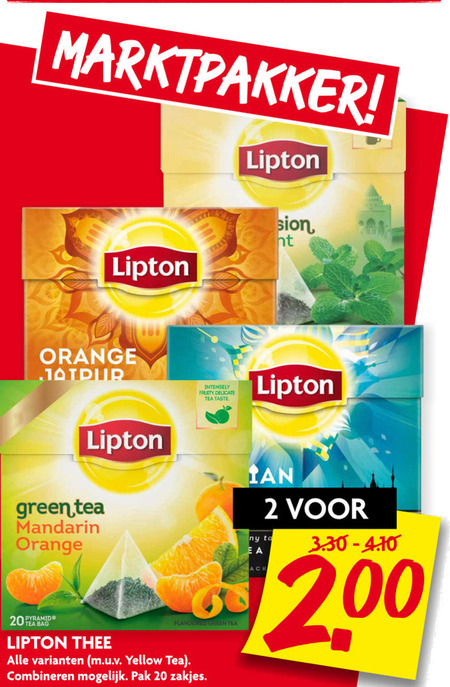 Lipton   thee folder aanbieding bij  Dekamarkt - details