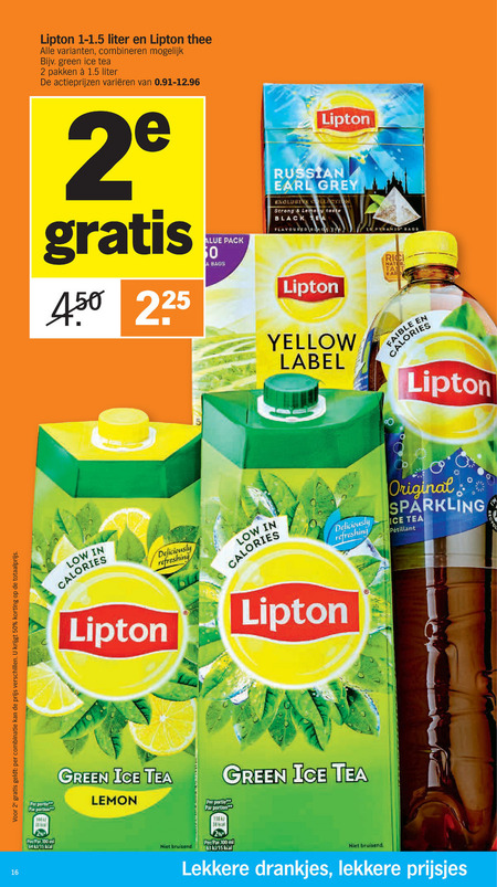 Lipton   ice tea, thee folder aanbieding bij  Albert Heijn - details