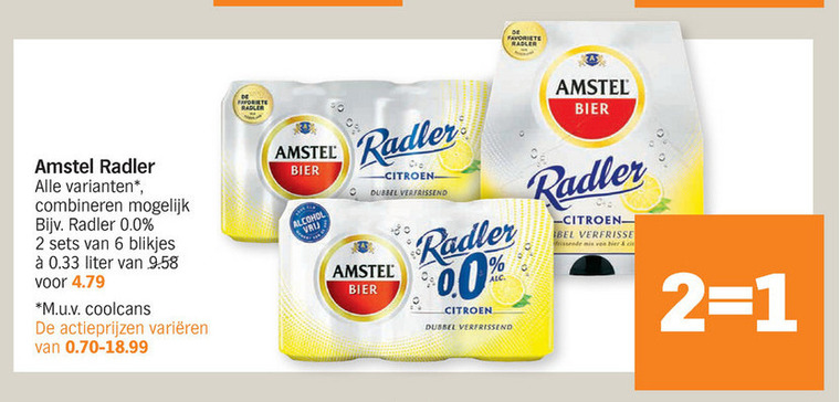 Amstel   radler bier folder aanbieding bij  Albert Heijn - details