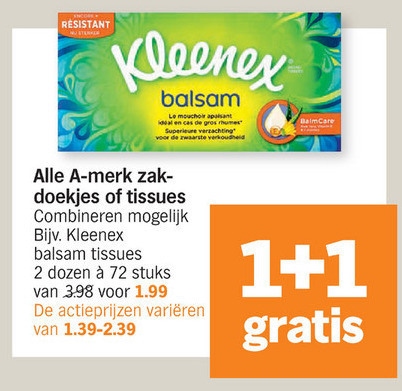 Kleenex   tissue, zakdoek folder aanbieding bij  Albert Heijn - details