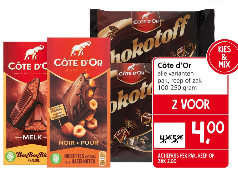 Cote D Or   chocolade folder aanbieding bij  Jan Linders - details