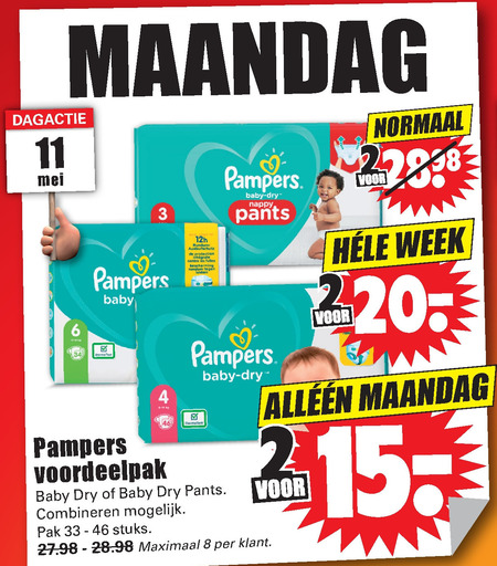 Pampers   luierbroekjes, luiers folder aanbieding bij  Dirk - details