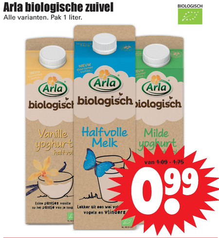 Arla   yoghurt, karnemelk folder aanbieding bij  Dirk - details