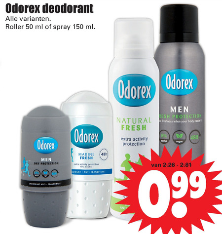 Odorex   deodorant folder aanbieding bij  Dirk - details