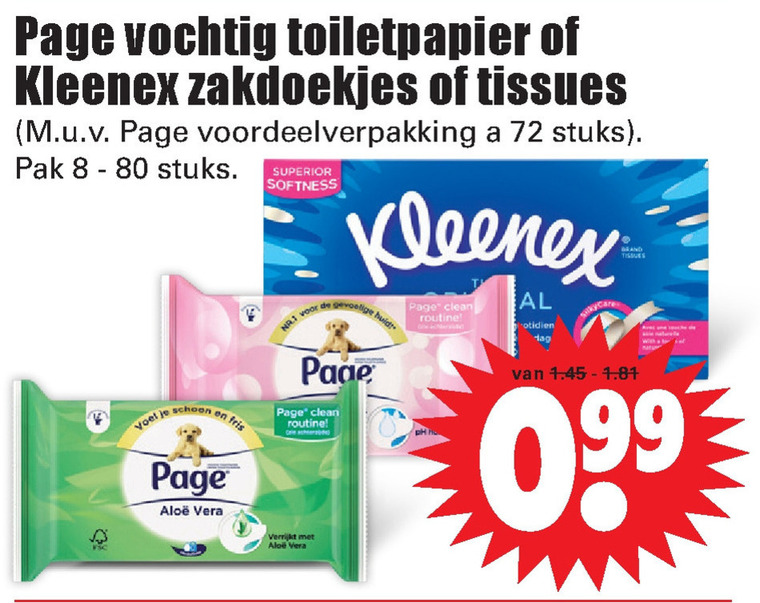 Kleenex   zakdoek, vochtig toiletpapier folder aanbieding bij  Dirk - details