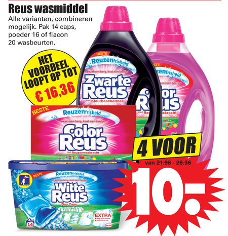 Zwarte Reus   wasmiddel folder aanbieding bij  Dirk - details