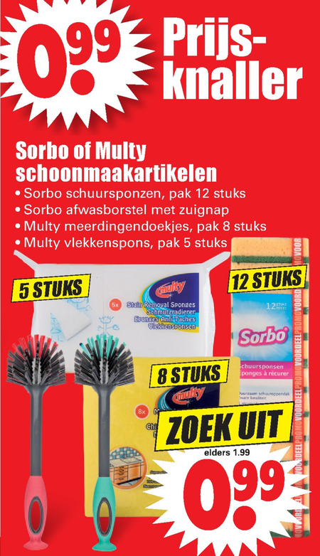 Multy   schuursponsjes, afwasborstel folder aanbieding bij  Dirk - details