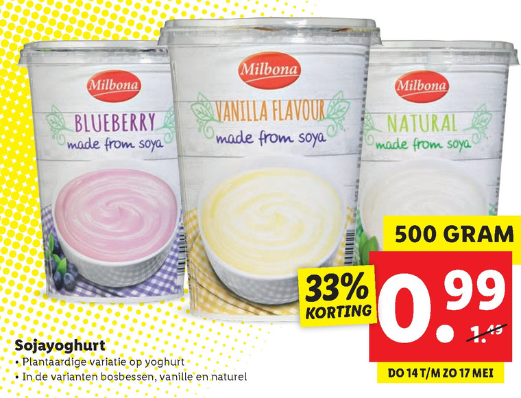Milbona soja yoghurt folder aanbieding bij Lidl details