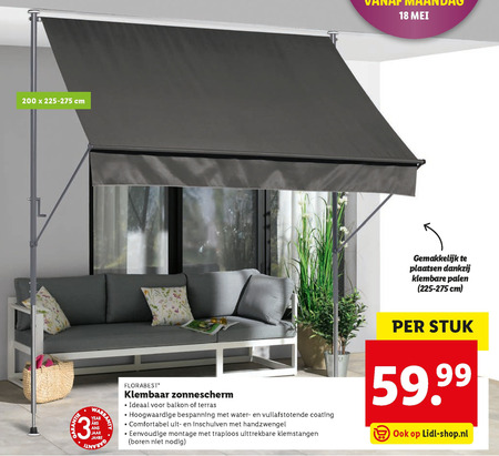 Florabest   zonnedak folder aanbieding bij  Lidl - details