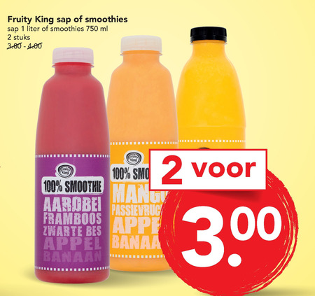 Fruity King   vruchtensap, fruitsmoothie folder aanbieding bij  Deen - details