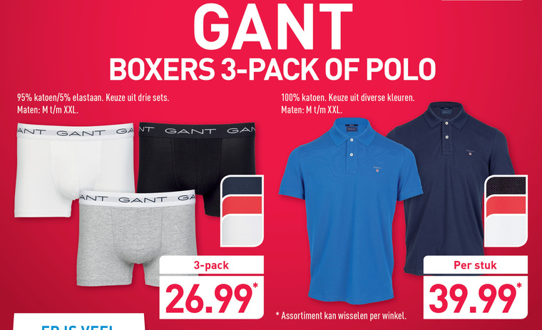 Gant   heren boxershort, heren poloshirt folder aanbieding bij  Aldi - details