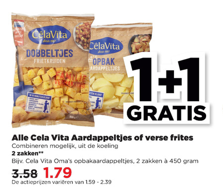 CelaVita   aardappelproduct, patat folder aanbieding bij  Plus - details