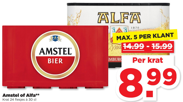 Alfa   krat bier folder aanbieding bij  Plus - details