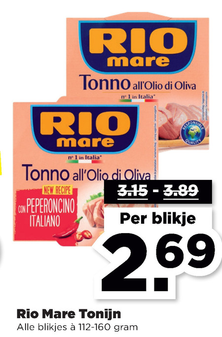 Rio Mare   tonijn in blik folder aanbieding bij  Plus - details