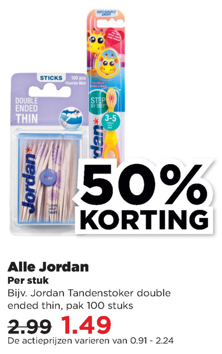 Jordan   tandenstokers folder aanbieding bij  Plus - details