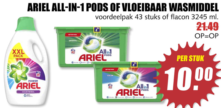 Ariel   wasmiddel folder aanbieding bij  MCD Supermarkt Basis - details