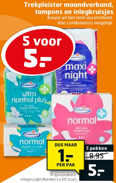 Trekpleister Huismerk   tampons, maandverband folder aanbieding bij  Trekpleister - details