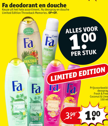 Fa   deodorant, douchegel folder aanbieding bij  Kruidvat - details