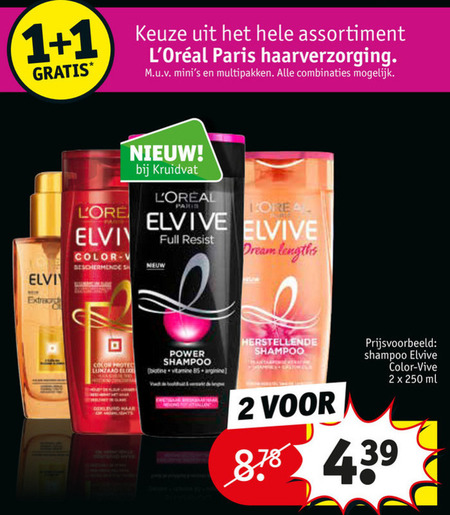 Elvive   shampoo, conditioner folder aanbieding bij  Kruidvat - details