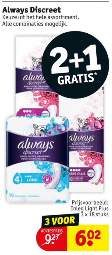 Always   inlegkruisjes, maandverband folder aanbieding bij  Kruidvat - details