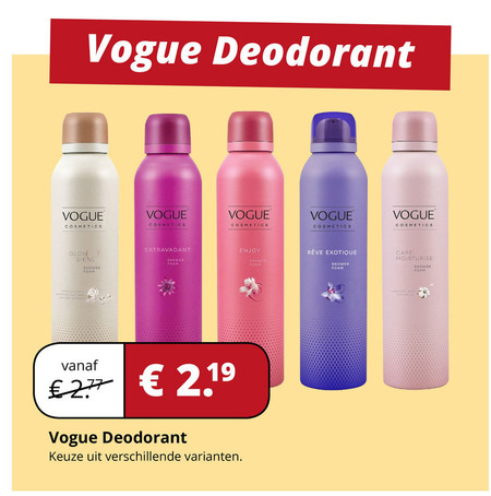 Vogue   deodorant folder aanbieding bij  Voordeeldrogisterij.nl - details