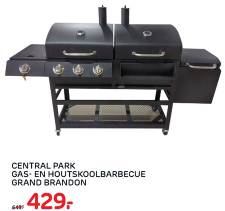 Central Park   gasbarbecue, houtskool barbecue folder aanbieding bij  Praxis - details