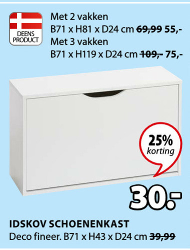 tweedehands krullen zuiverheid schoenenkast folder aanbieding bij Jysk - details