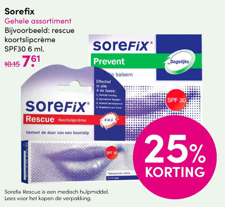 Sorefix   koortslipcreme folder aanbieding bij  DA - details