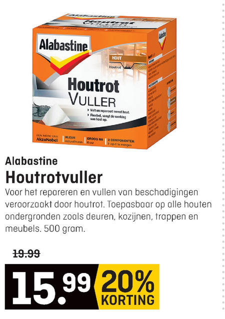 Alabastine   houtrotvuller folder aanbieding bij  Hubo - details