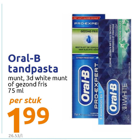 Oral-B   tandpasta folder aanbieding bij  Action - details