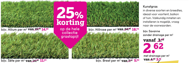 grastapijt, kunstgras folder aanbieding -