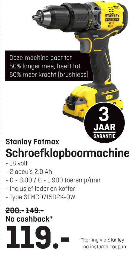 Stanley   accuboormachine folder aanbieding bij  Multimate - details