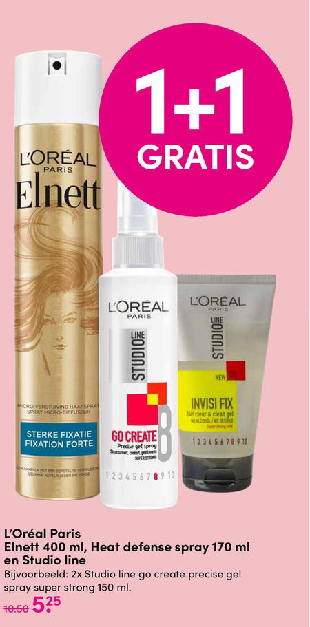 Elnett   hairspray, haargel folder aanbieding bij  D.I.O. Drogist - details