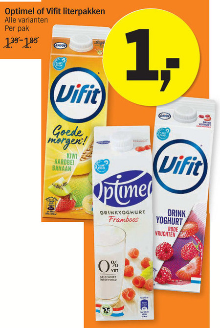 Optimel   drinkyoghurt folder aanbieding bij  Albert Heijn - details