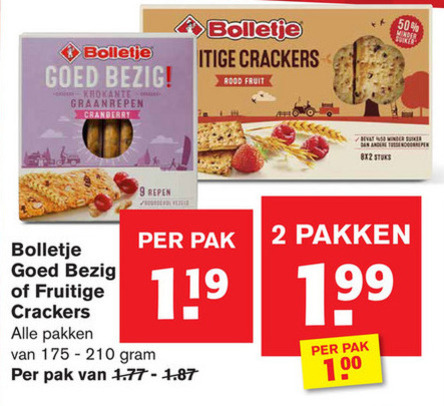 Bolletje   mueslireep, crackers folder aanbieding bij  Hoogvliet - details