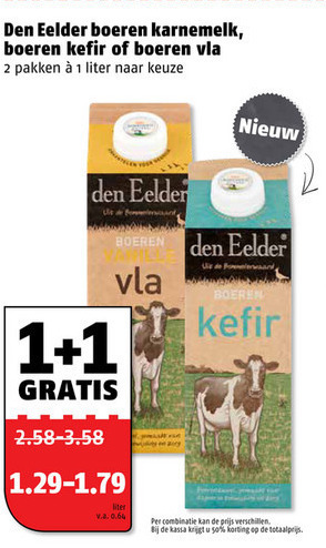 Den Eelder   vla, yoghurt folder aanbieding bij  Poiesz - details