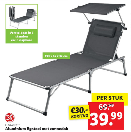 Agrarisch Jumping jack Fictief Florabest ligbed folder aanbieding bij Lidl - details