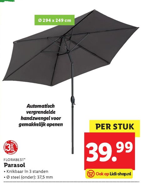 Florabest   parasol folder aanbieding bij  Lidl - details