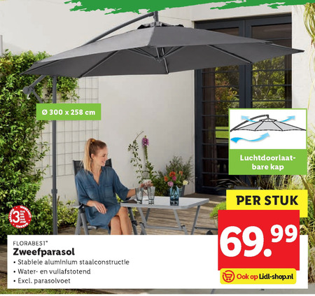 Florabest   zweefparasol folder aanbieding bij  Lidl - details