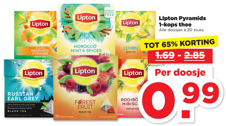 Lipton   thee folder aanbieding bij  Plus - details