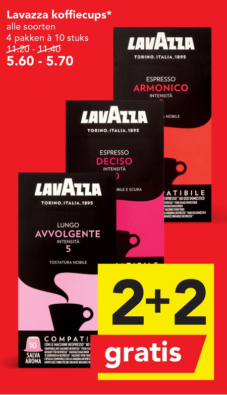 Lavazza   koffiecups folder aanbieding bij  Deen - details