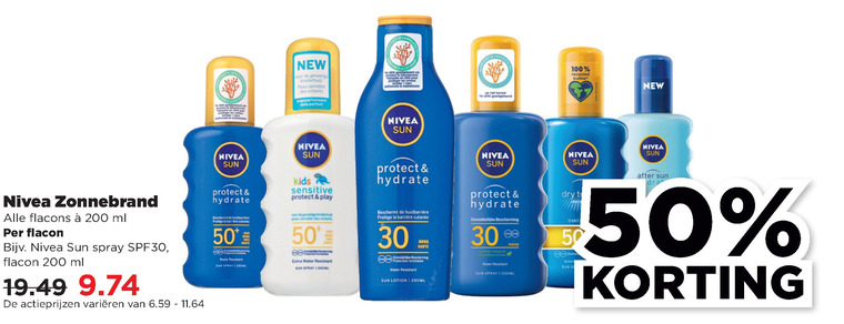 Nivea   zonnebrandolie, aftersun folder aanbieding bij  Plus - details