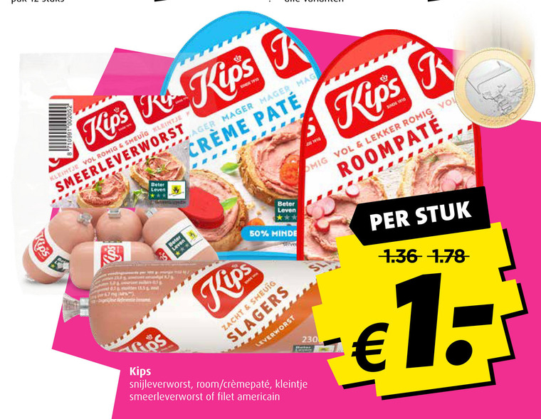 Kips   leverworst, pate folder aanbieding bij  Boni - details